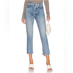 AGOLDE Riley High Rise Straight Crop in Endless‎ Blue Size 25